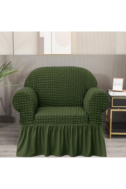 Bürümcük Sofa Cover, Armchair Cover, Single Seat, with Skirt, Elastic, Flexible, Washable