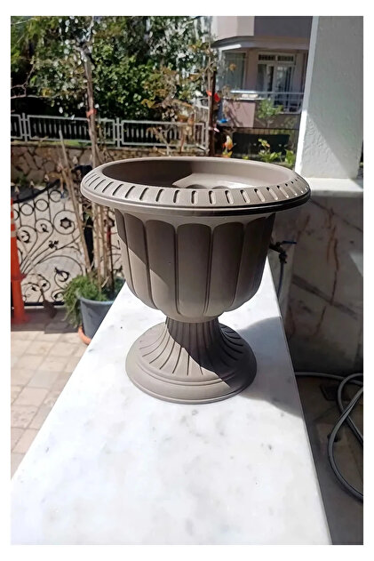 POLİVAHOME 47 cm Nergis Saksı 25,3Litre Mocha Ayaklı Plastik Çiçek