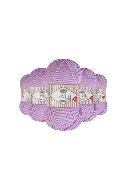 Baby Hand Knitting Yarn 100% Acrylic Anti-Pilling 500Gr 5 Pcs (5119 Pink Lilac)