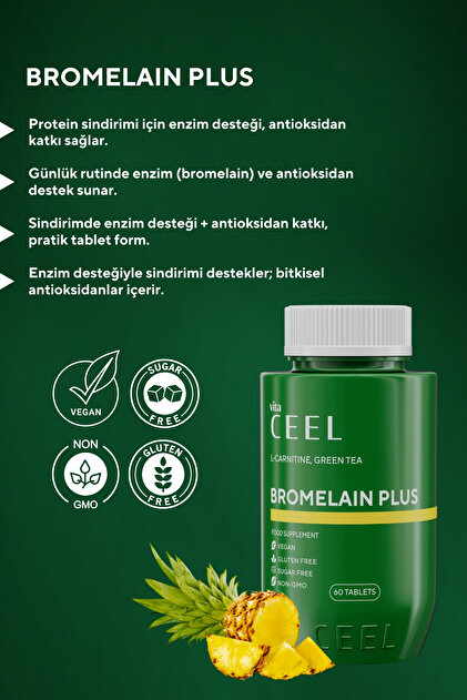 Vita Ceel 2'li Bromelain Plus (Ananas Enzimi) 60 Tablet, Matcha