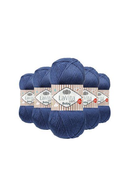 Baby Hand Knitting Yarn 100% Acrylic Anti-Pilling 500Gr 5 Pieces (5036 Dapne Blue)