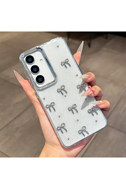Rivor Samsung Galaxy S25 Fe Case with Camera Protrusion, Airbag Design, Glitter Bow, Aesthetic Transparent Cover- Trendyol Rivor Samsung Galaxy S25 Fe Case with Camera Protrusion, Airbag Design, Glitter Bow, Aesthetic Transparent Cover- Trendyol