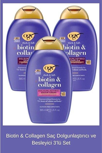 OGX Biotin & Collagen Saç Dolgunlaştırıcı ve Besleyici 3'lü Set