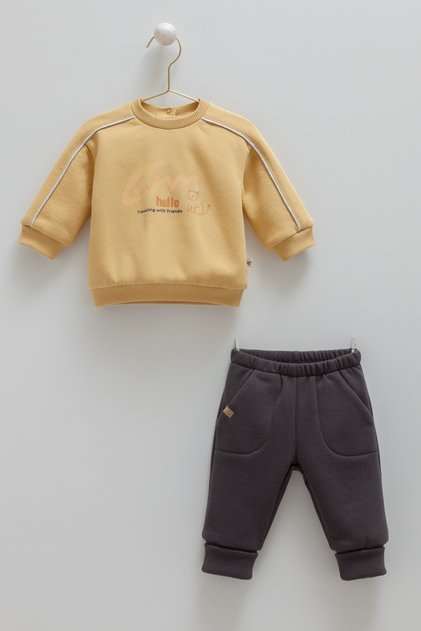 3 Threaded Ribbed Baby Boy Set Winter Warm 2-Piece Set