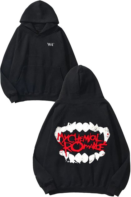 My Chemical Romance 4 Design Back Printed Black Hooded Sweatshirt