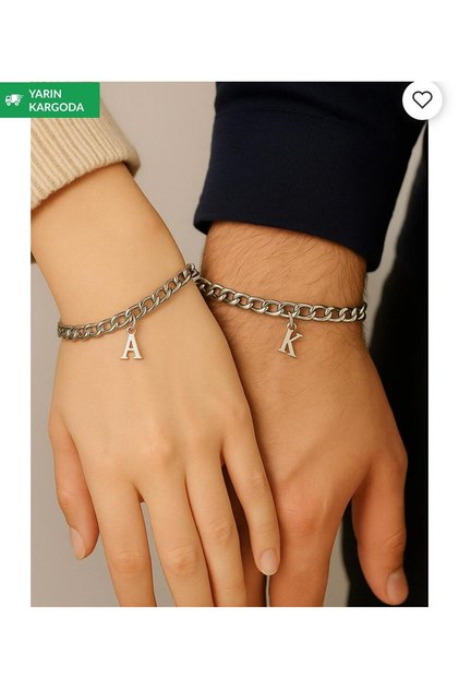 Non-Tarnish Steel, Figaro 2-Piece Letter Bracelet Couple Bracelet, Couple Bracelet, Friendship Bracelet