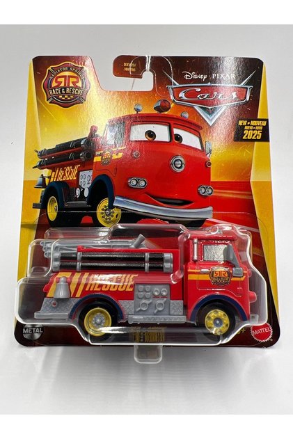 Disney Pixar Cars Red Rojo Race & Rescue Metal İtfaiye Aracı 1:55 Diecast Koleksiyon Oyuncak