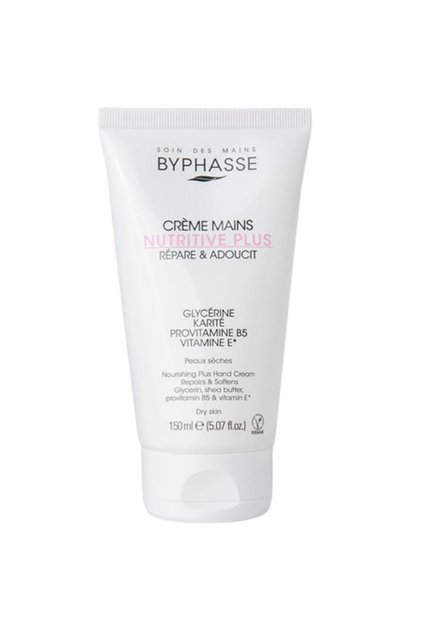 Crema pentru Maini, Byphasse, Nutritive Plus, cu Glicerina si Provitamina B5 si E, Efect Reparator p