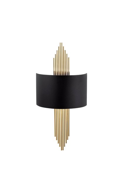 Mızrak Metal Pipe Single Wall Sconce with Tufts, Black Gold Plated, Ambiance Lighting Mizrak-616
