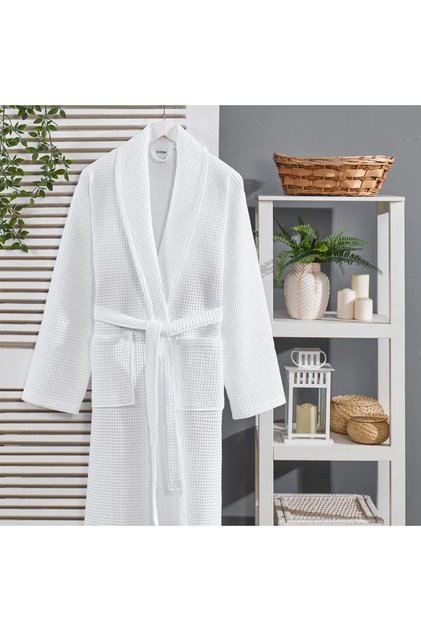 Rope Nadaf - 100% Luxurious Cotton - Turkish - Waffle Design - White - 1 Piece