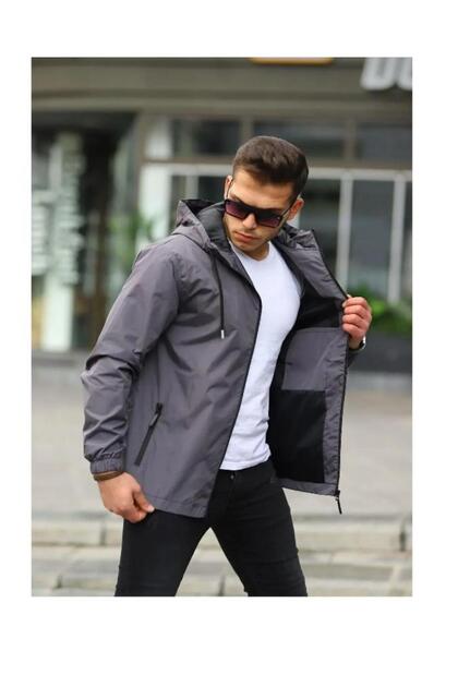 Men's Waterproof Hooded Raincoat with Pockets