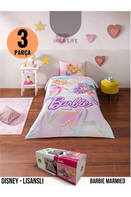 barbie Mermaid Disney Tek kişili Nevresim Takımı