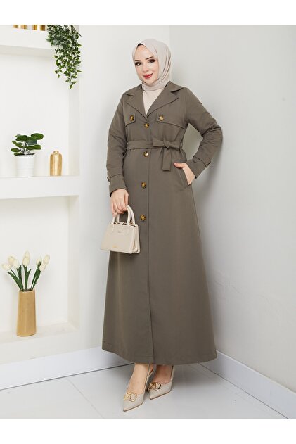 ALNİSS COLLECTİON Zipper Detailed Trench Coat Long Top Coat with