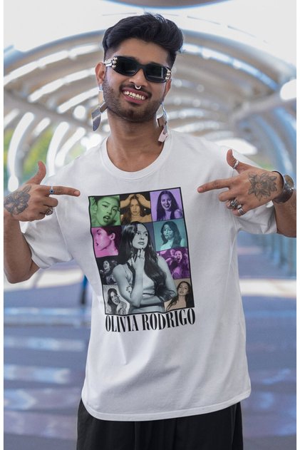 Unisex Olivia Rodrigo Lettering T-Shirt, Oversize or Music-Themed Crew Neck T-Shirt