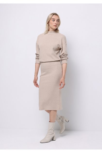 Slim Fit Straight Women's Beige Skirt