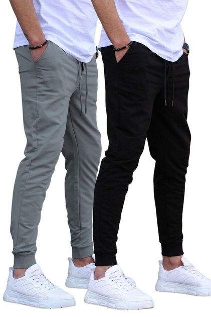 Black/Smoked Elasticated Cuffs 2-Pack Men's Sweatpants E7446