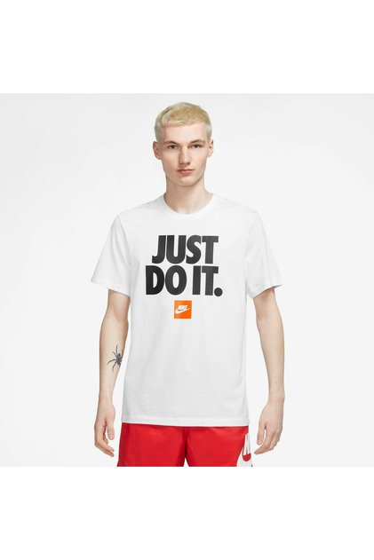 Weißes Herren-T-Shirt mit Rundhalsausschnitt DZ2989-100 M TEE FRAN JDI VERBIAGE