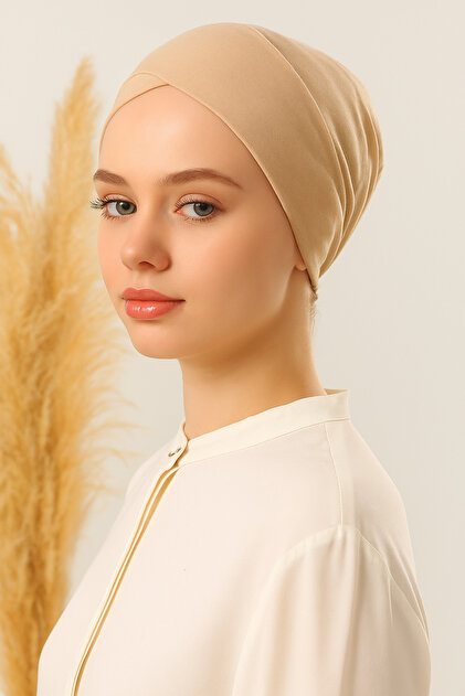 Melodi Scarf Kadın Tesettür Arkadan Bağlamalı Dikişsiz Çapraz Bone