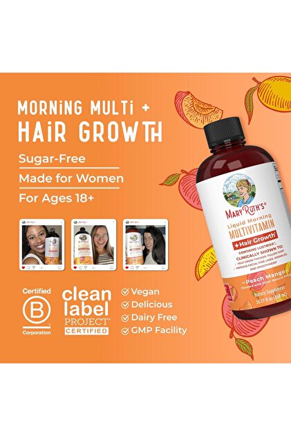 mary ruth ORIGINAL MaryRuth Organics Liquid Multivitamin Lustriva Hair  Growth for Women, Biotin 10000mcg,- Trendyol