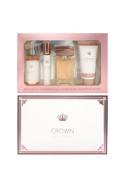 Set Cadou pentru Femei, Crown , Body Mist 100 ml, Apă de parfum 100 ml + 20 ml, Cremă de corp 100 ml, In