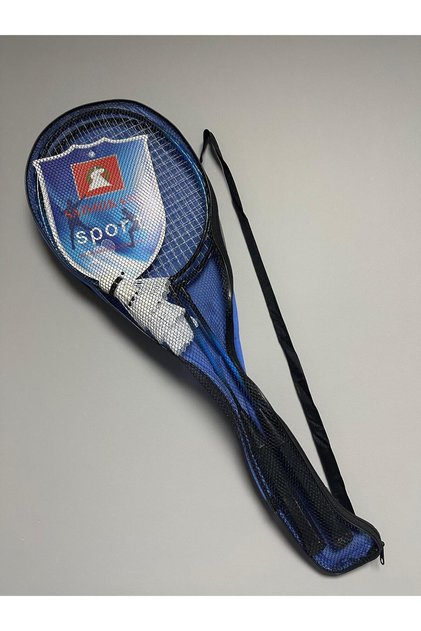 Çantalı Bedminton Seti 2 Raket 3 Top Badminton Seti Mavi Renk