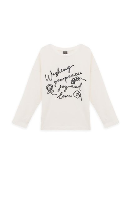 BG Store Kız Çocuk Ekru Tshirt