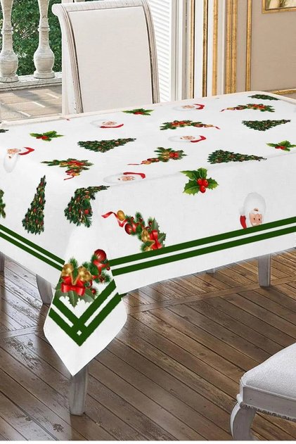 Merry Christmas Pine Tree Patterned Tablecloth