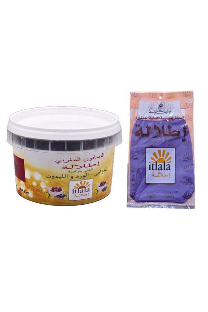 Etlala Original Moroccan Soap with Lavender, Rose & Lemon 300g With original loofah