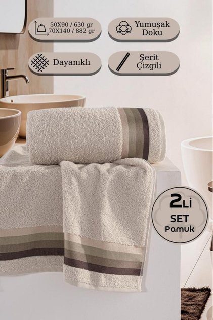 Polo %100 Pamuk 2’li Havlu Takımı - 50x90, 70x140