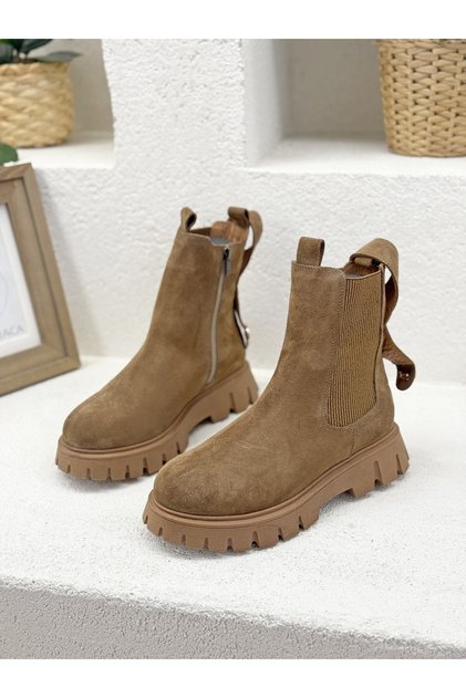 25K-001-R25-209 Solely Leather Boots with Rubber Detail for Women