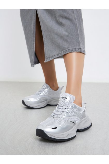 Metallic Detail Lace Up Sneakers