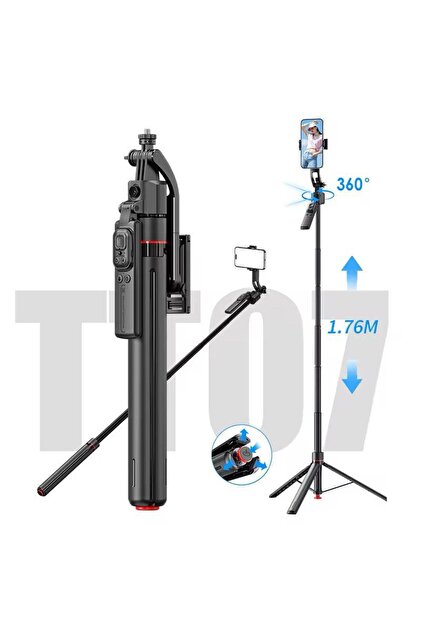TT07 Selfie Stick AI Face Tracking – 360° Automată, Gimbal Trepied