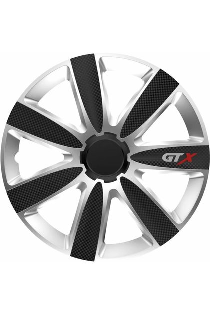 Set capace roti auto GTX Carbon 4buc - Argintiu/Negru - 14''