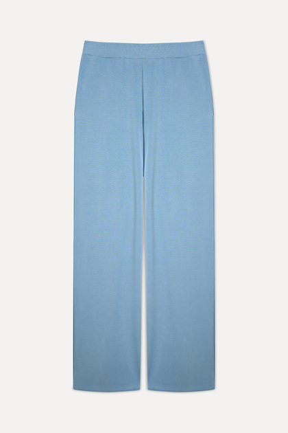 Women's Blue Modal Blend Relax Fit Elastic Waist Pants