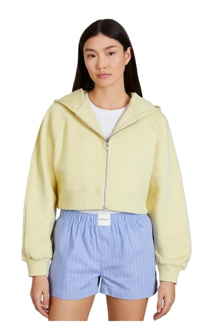 Women's Hooded Zippered Crop Hoodie Jacket