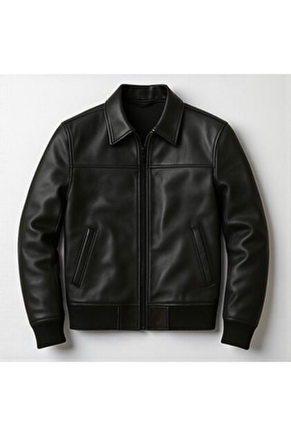 MAGICALFASHION Men's Black Slim Fit Faux Leather Jacket- Trendyol