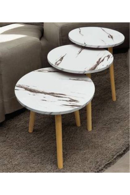 Marble alternative wooden table set, diameter 50/45/40 for each piece