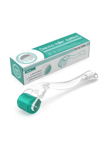 Transparent Green Dermaroller DRS cu carcasa protectoare, 540 ace de titan, 1mm