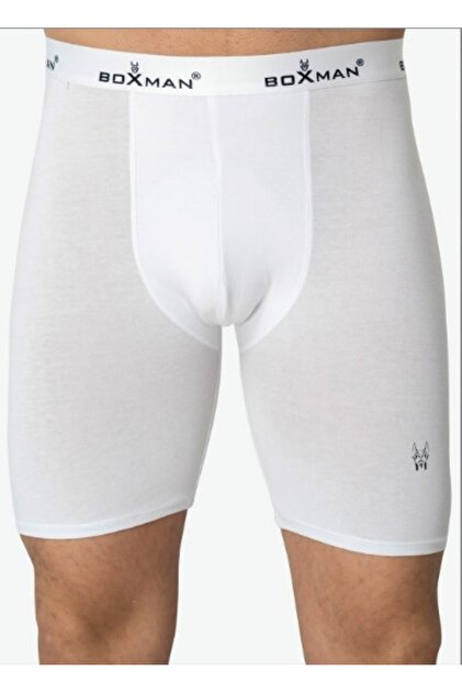 White Modal Men's Long Boxer Briefs