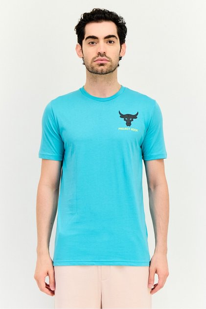 x Project Rock Men Loose Fit Short Sleeve Training T-Shirt, Aqua Green