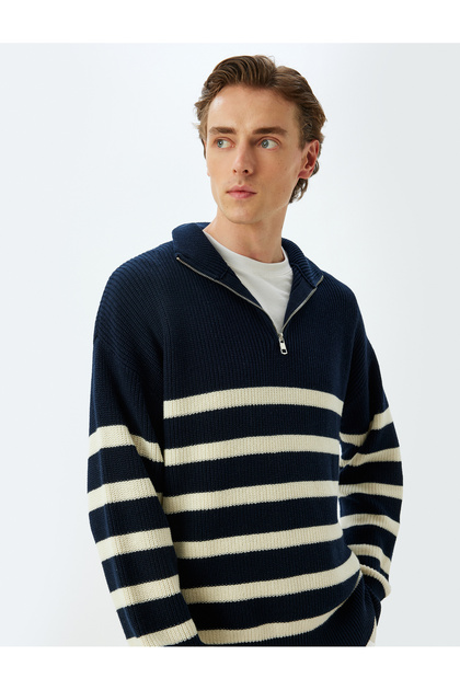 Winter Knitwear Sweater Zippered Collar Cotton