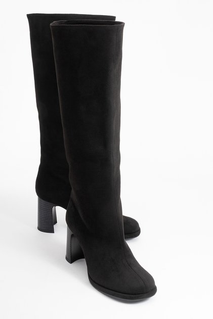 Josette Black Suede Women's Thick Heeled Boots