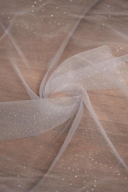 Victorian Glitter Tulle Gray Color Fabric