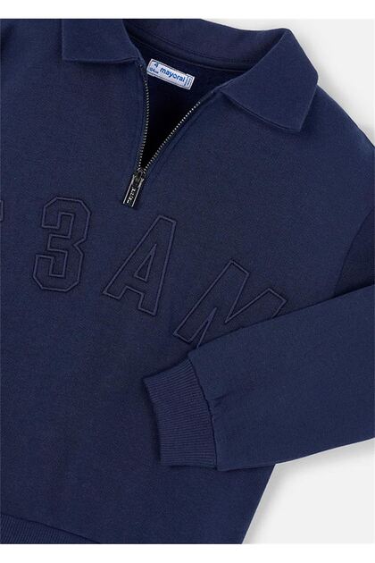 Boy's Polo Neck Sweatshirt Navy Blue 4402