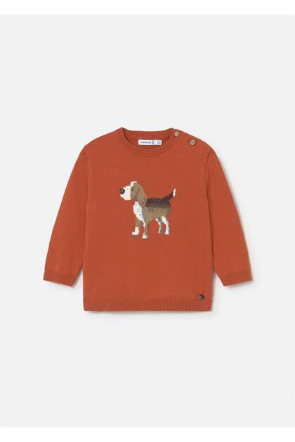 Baby Boy Motif Sweater Orange 2343