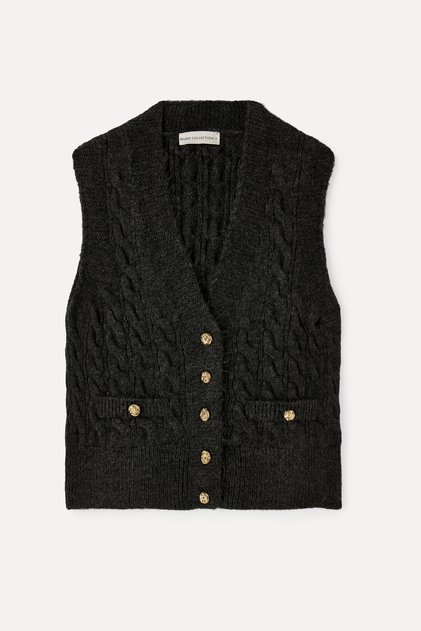 Women's Anthracite V-Neck Vest with Pocket Detail