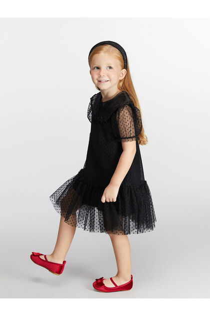 Two Mt Shop Quality Lcw Kids Black Lace Plain Girls' Dress