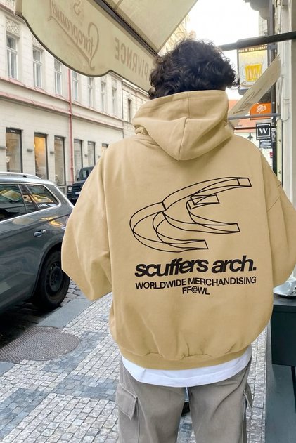 Oversize Hooded Sweatshirt – Unisex with Scuffers Arch Text and Graphic Print