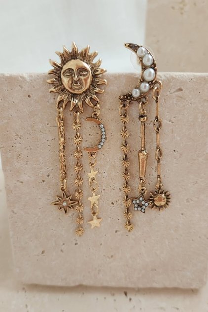 ZR MODEL GÜNEŞ AY CHARMLI VİNTAGE KÜPE