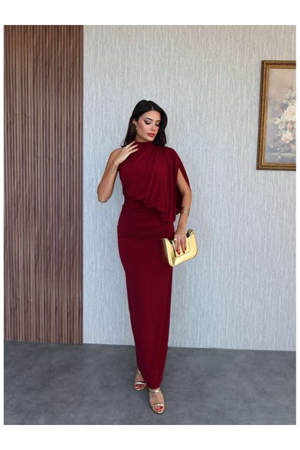 One-Shoulder Draped Long Dress